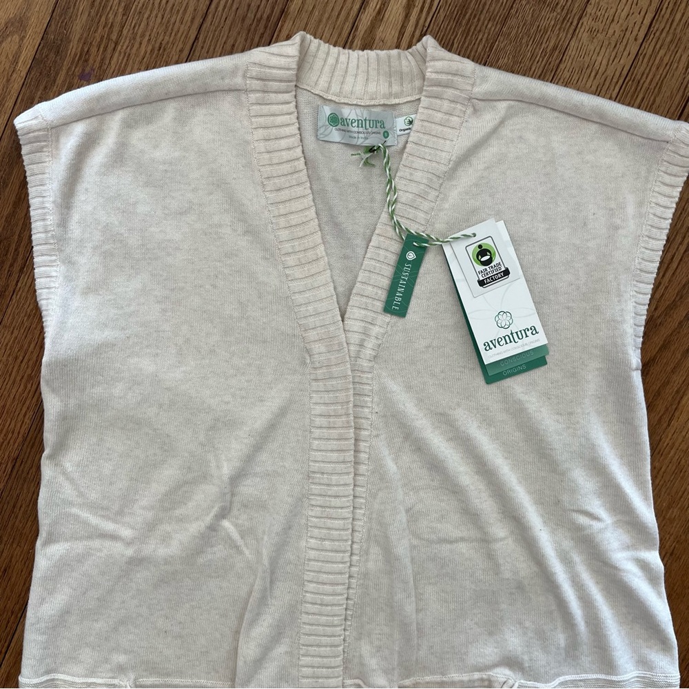 Aventura Whisper White Frankie Sweater Vest Organic Cotton Size Small - Picture 2 of 7